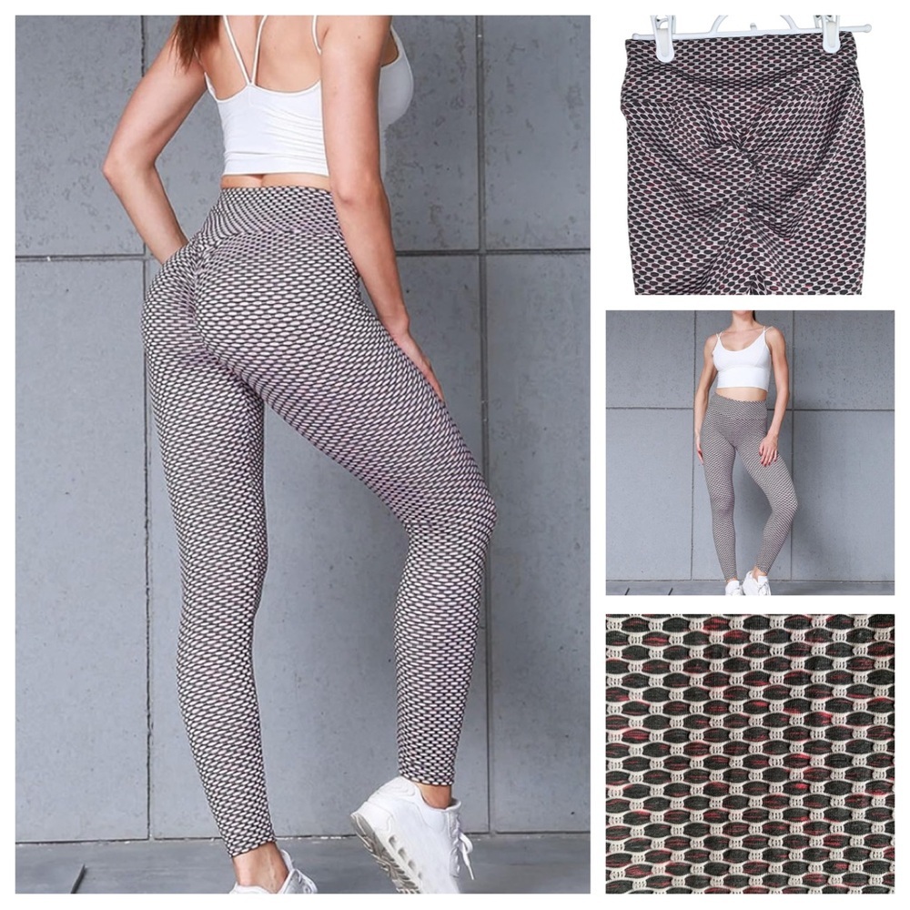 2/$10 SALE NEW High-Waisted Scrunch Bum Leggings – Size Small – 25.5” Honeycomb